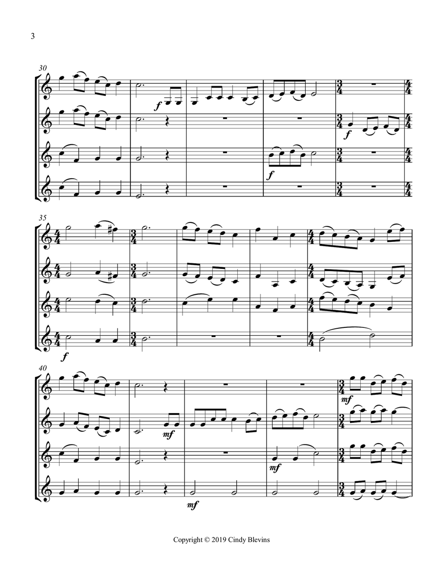 The Twelve Days of Christmas, Clarinet Quartet Clarinet Quartet scores gallery preview page 4