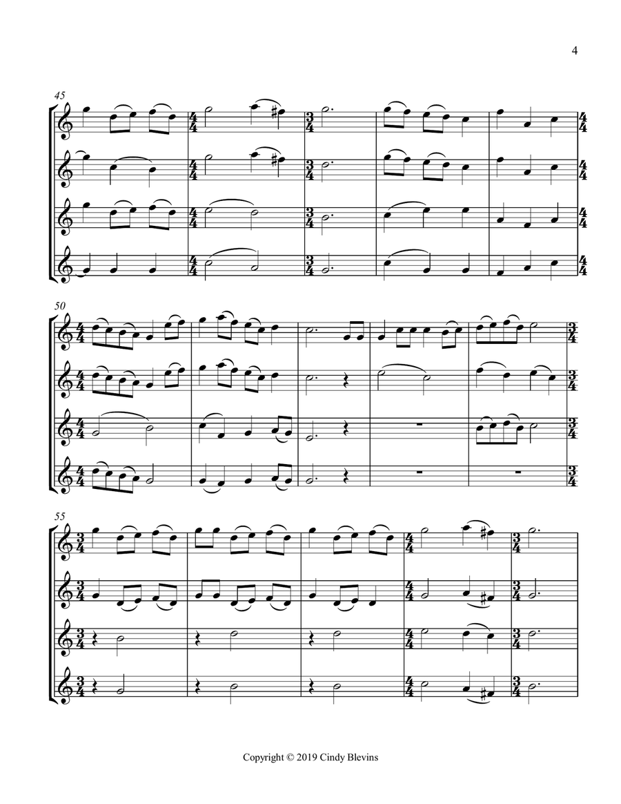 The Twelve Days of Christmas, Clarinet Quartet Clarinet Quartet scores gallery preview page 5