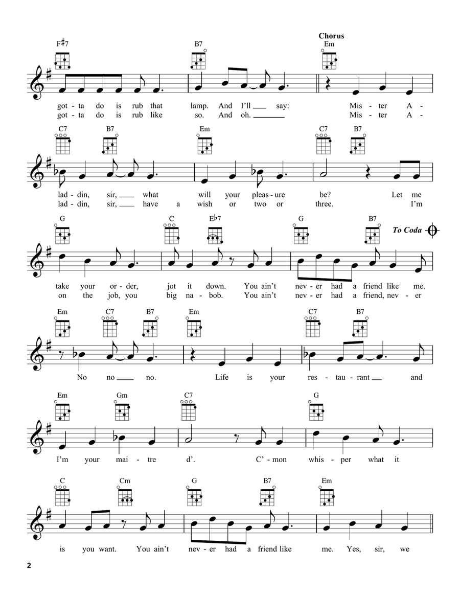 Friend Like Me (from Aladdin) Ukulele scores gallery preview page 2