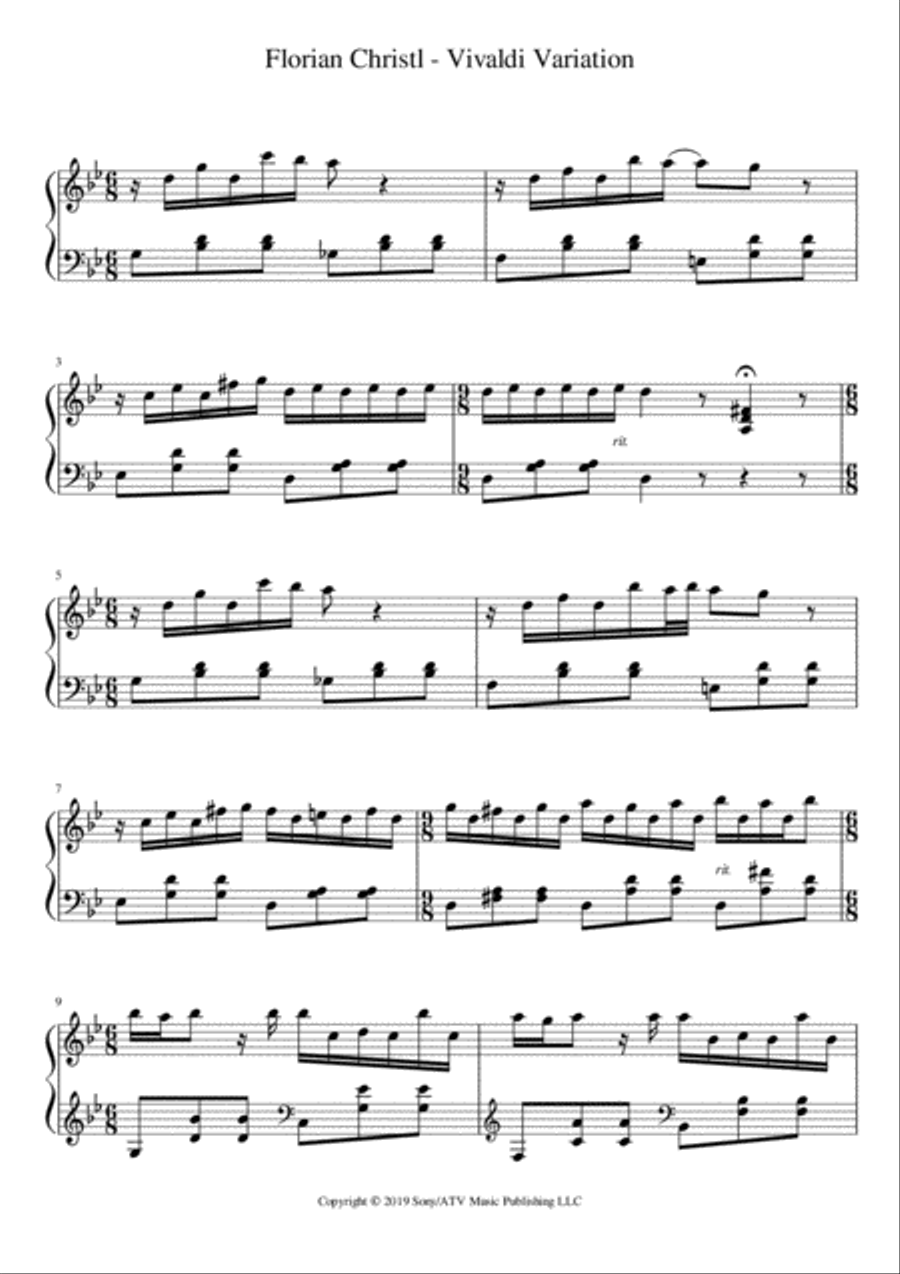 Vivaldi Variation Piano Solo scores gallery preview page 1
