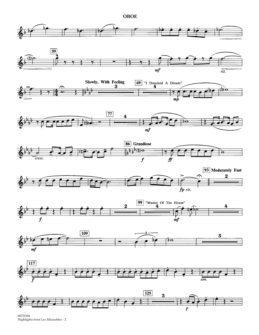Highlights from Les Misérables (arr. Johnnie Vinson) - Oboe by Claude-Michel Schonberg Oboe - Digital Sheet Music page 2