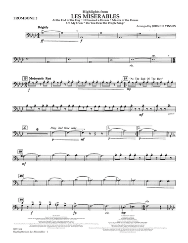 Highlights from Les Misérables (arr. Johnnie Vinson) - Trombone 2