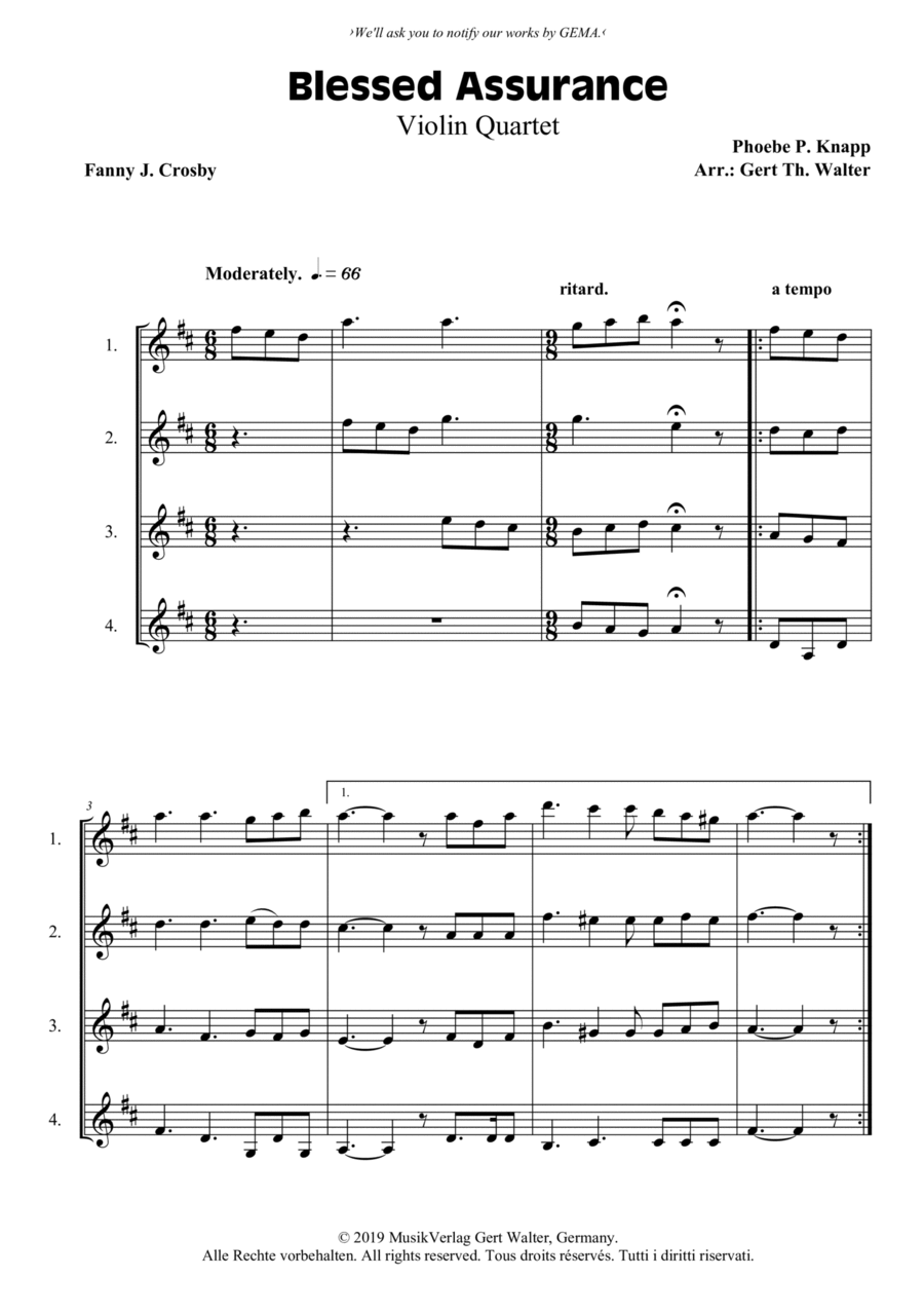 Blessed Assurance Blessed Assurance Violin Solo scores gallery preview page 1
