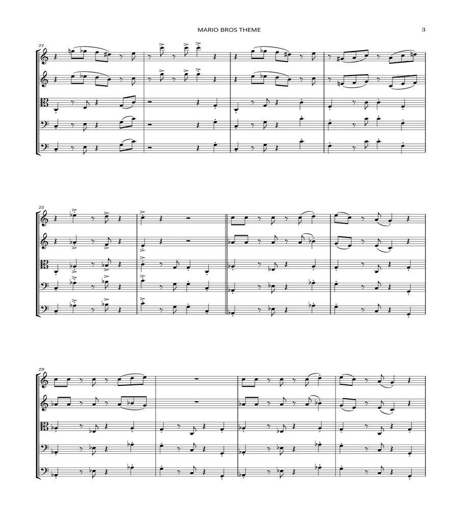 Super Mario Bros Theme String Quartet scores gallery preview page 3
