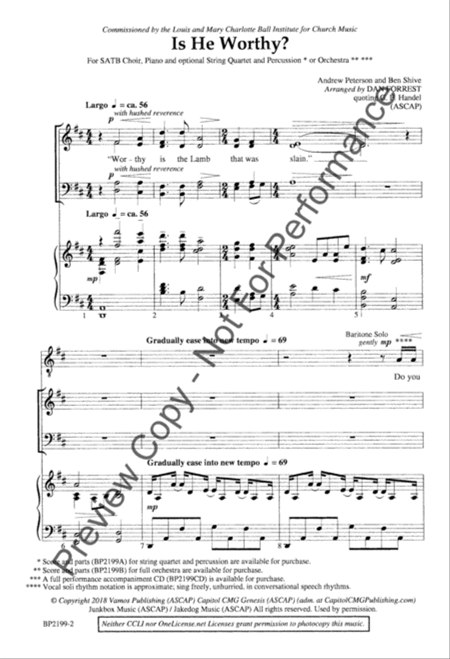 Is He Worthy? (octavo) [SATB choir] 4-Part scores gallery preview page 3