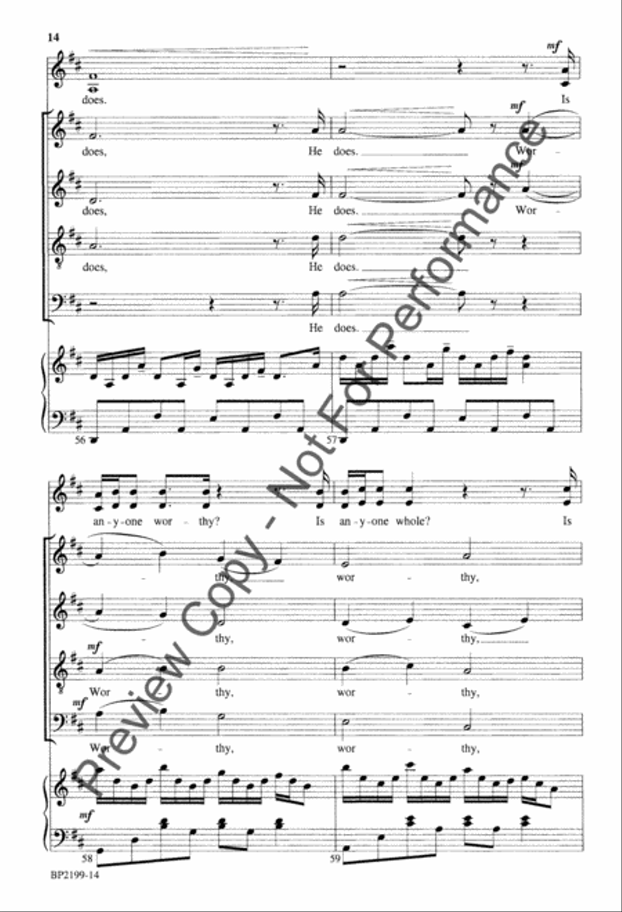 Is He Worthy? (octavo) [SATB choir] 4-Part scores gallery preview page 15
