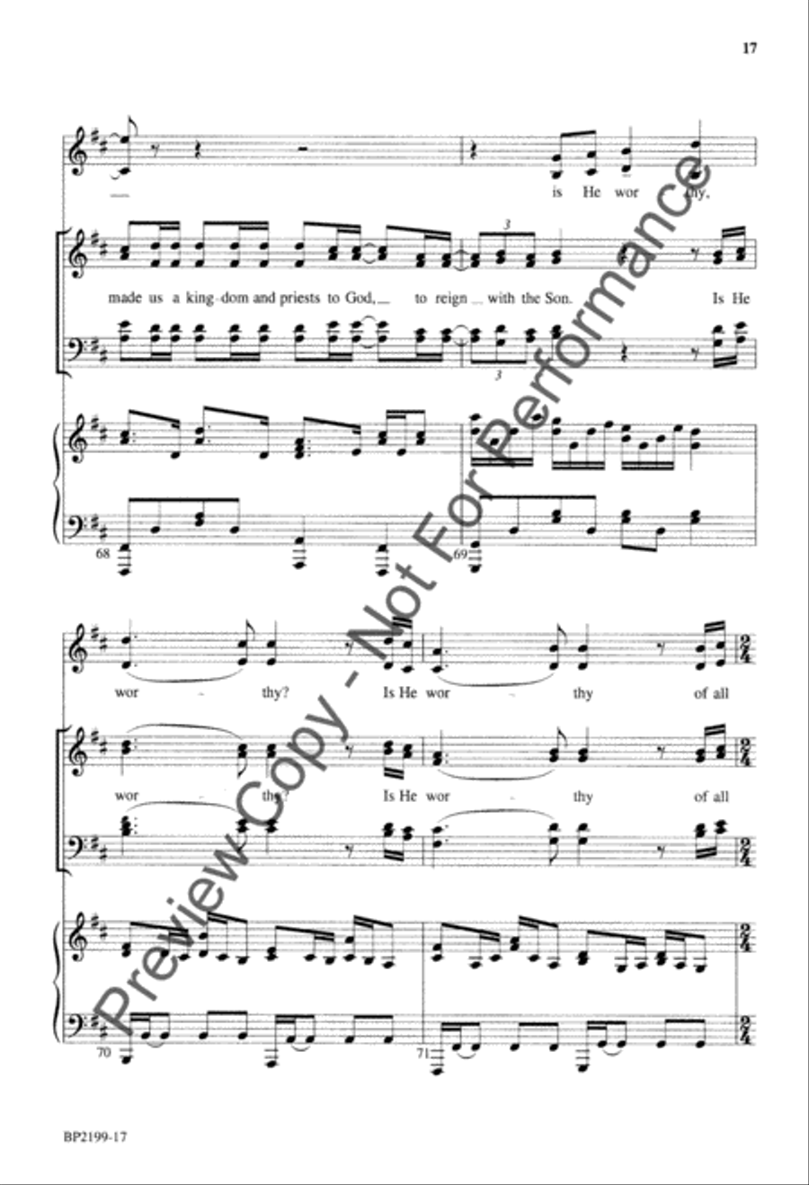 Is He Worthy? (octavo) [SATB choir] 4-Part scores gallery preview page 18