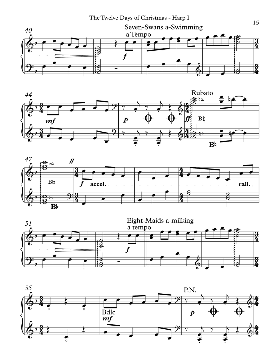 The Twelve Days of Christmas, Harp I Pedal Harp scores gallery preview page 4