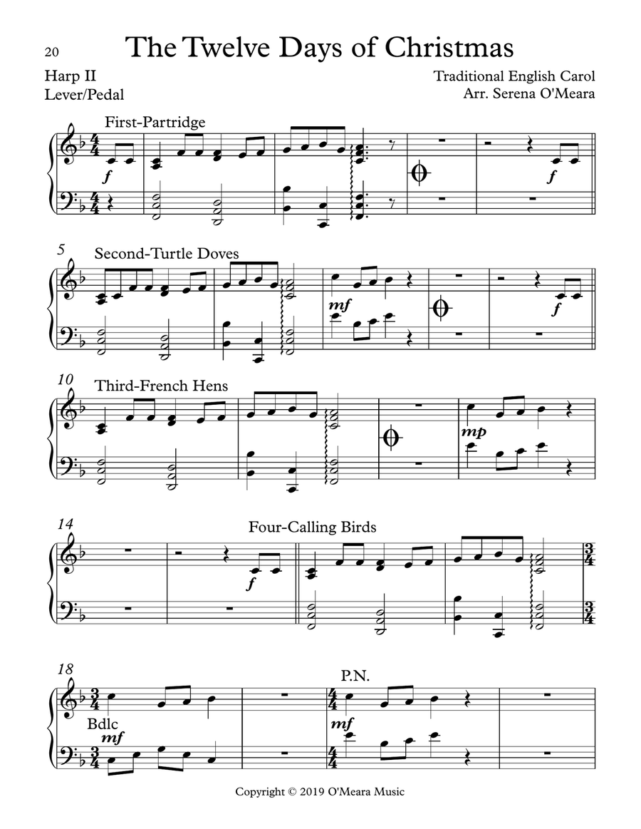 The Twelve Days of Christmas, Harp II Celtic Harp scores gallery preview page 2