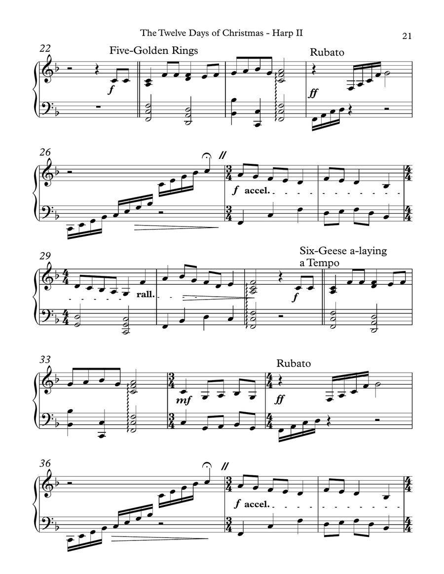 The Twelve Days of Christmas, Harp II Celtic Harp scores gallery preview page 3