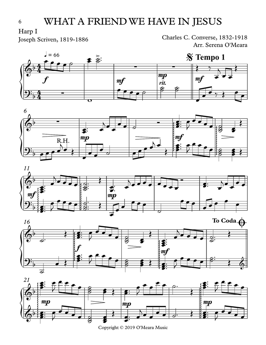 What a Friend We Have in Jesus, Harp I Celtic Harp scores gallery preview page 2