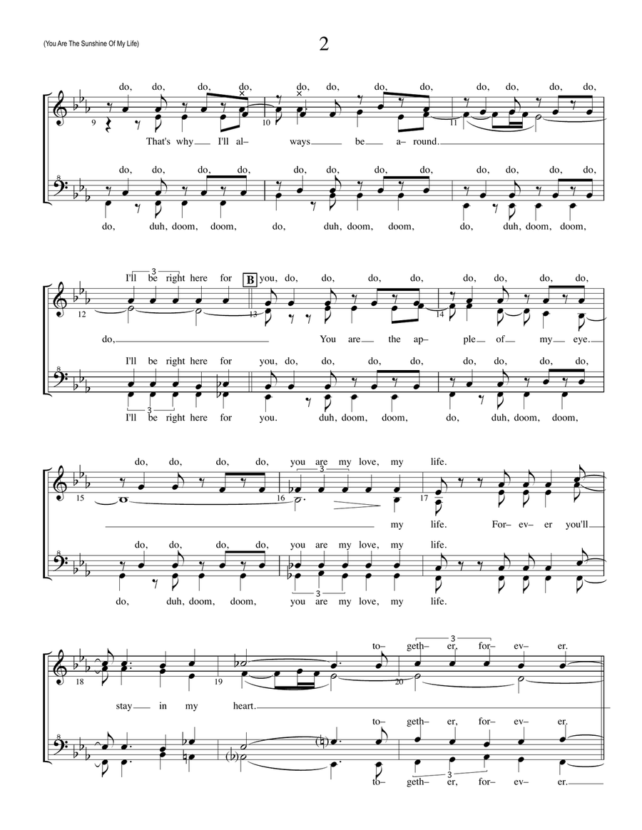 You Are The Sunshine Of My Life SSAA scores gallery preview page 2