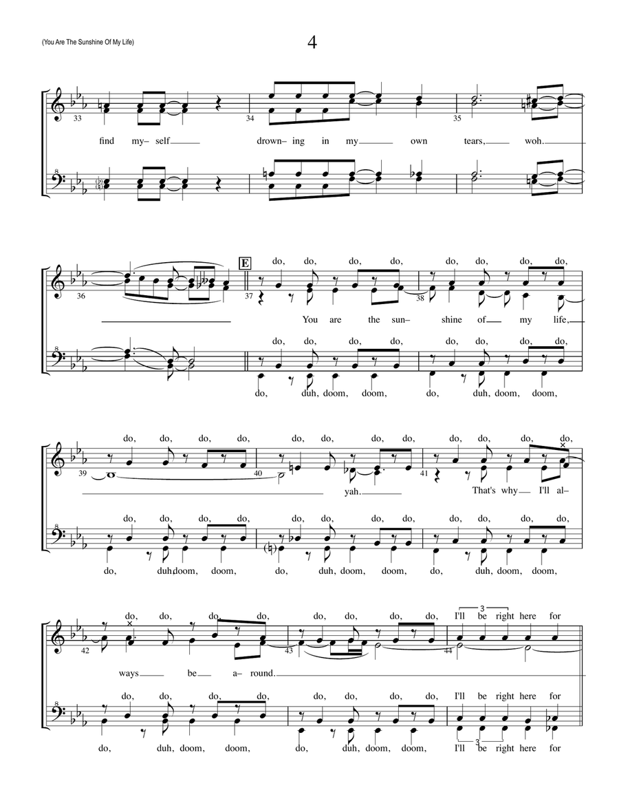 You Are The Sunshine Of My Life SSAA scores gallery preview page 4