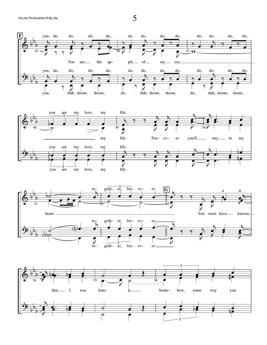 You Are The Sunshine Of My Life SSAA scores gallery preview page 5