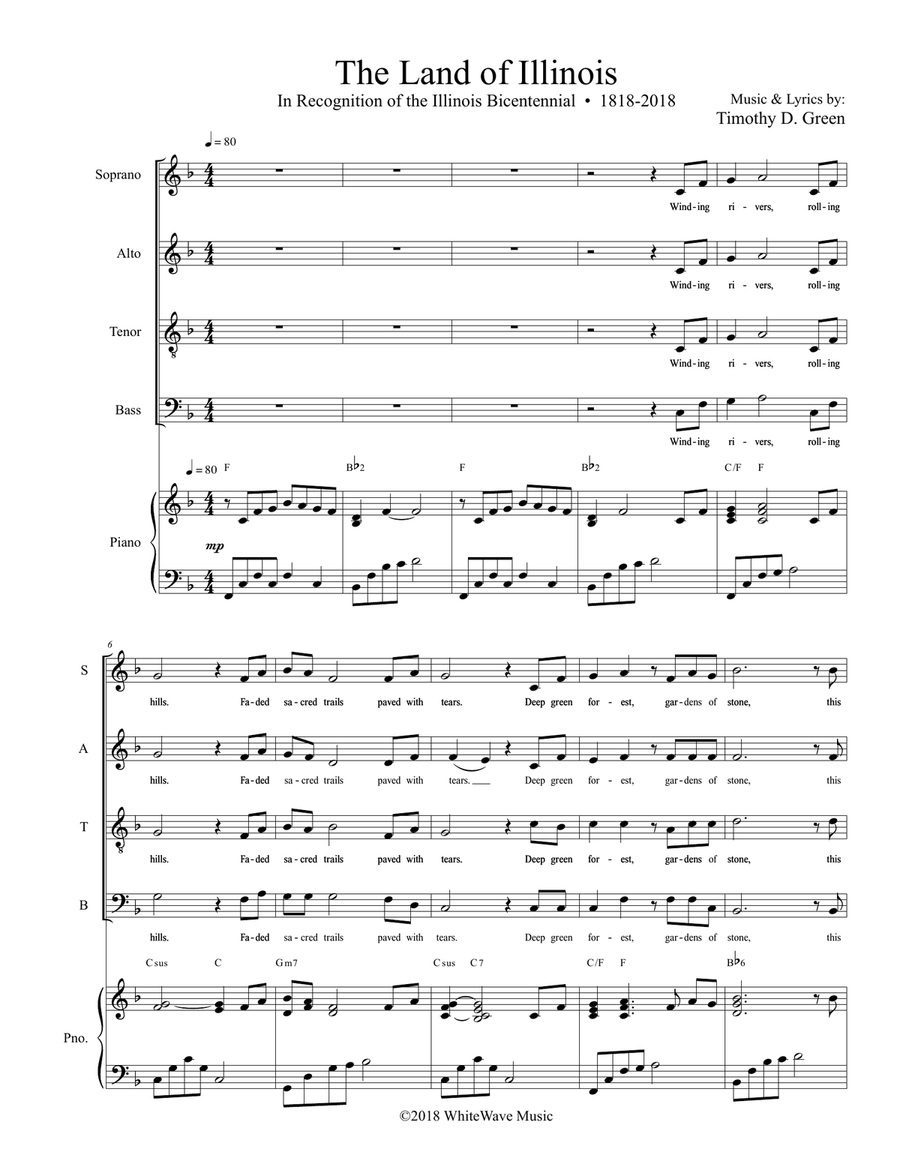 The Land of Illinois (SATB) 4-Part scores gallery preview page 2