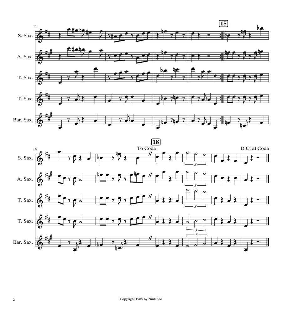 Super Mario Bros Theme Woodwind Quintet scores gallery preview page 2