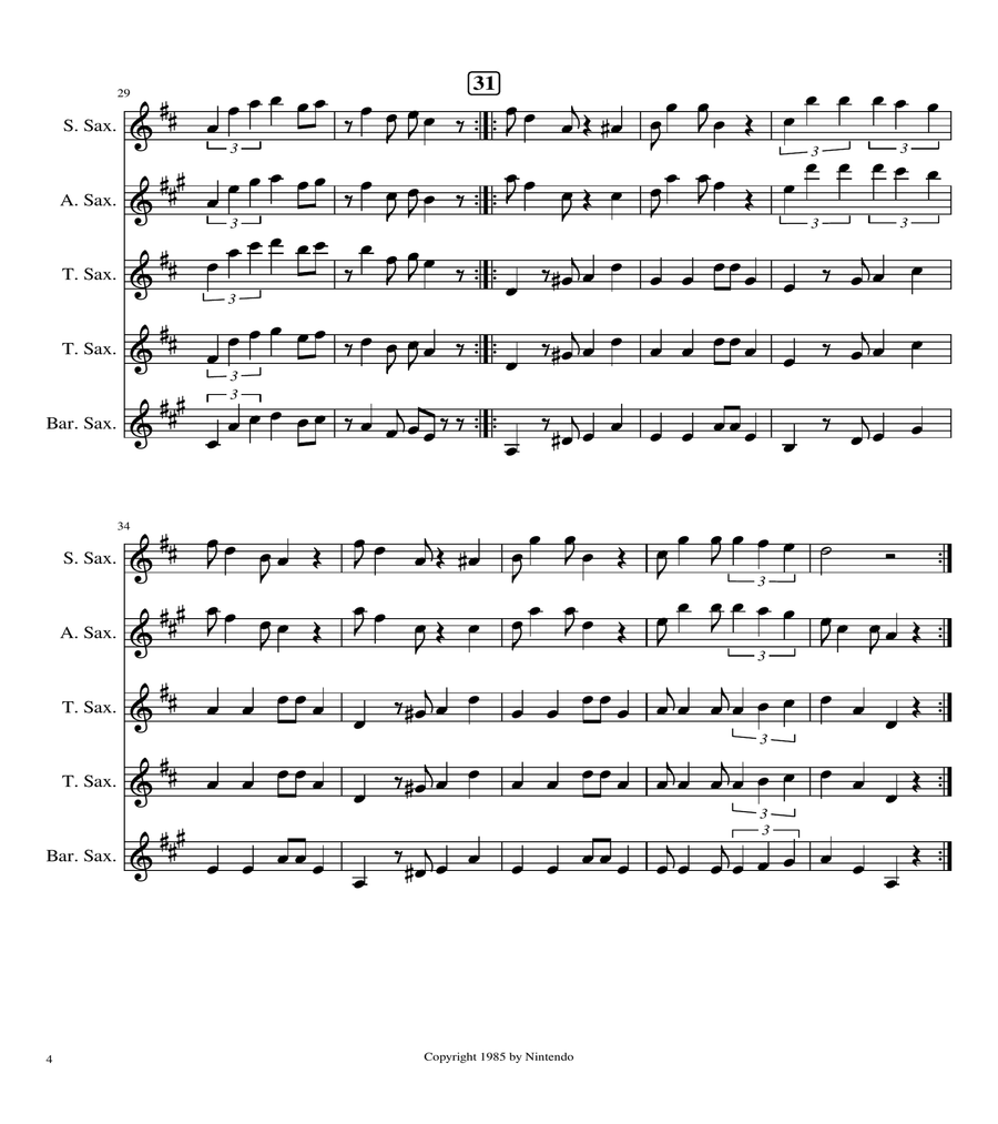 Super Mario Bros Theme Woodwind Quintet scores gallery preview page 4