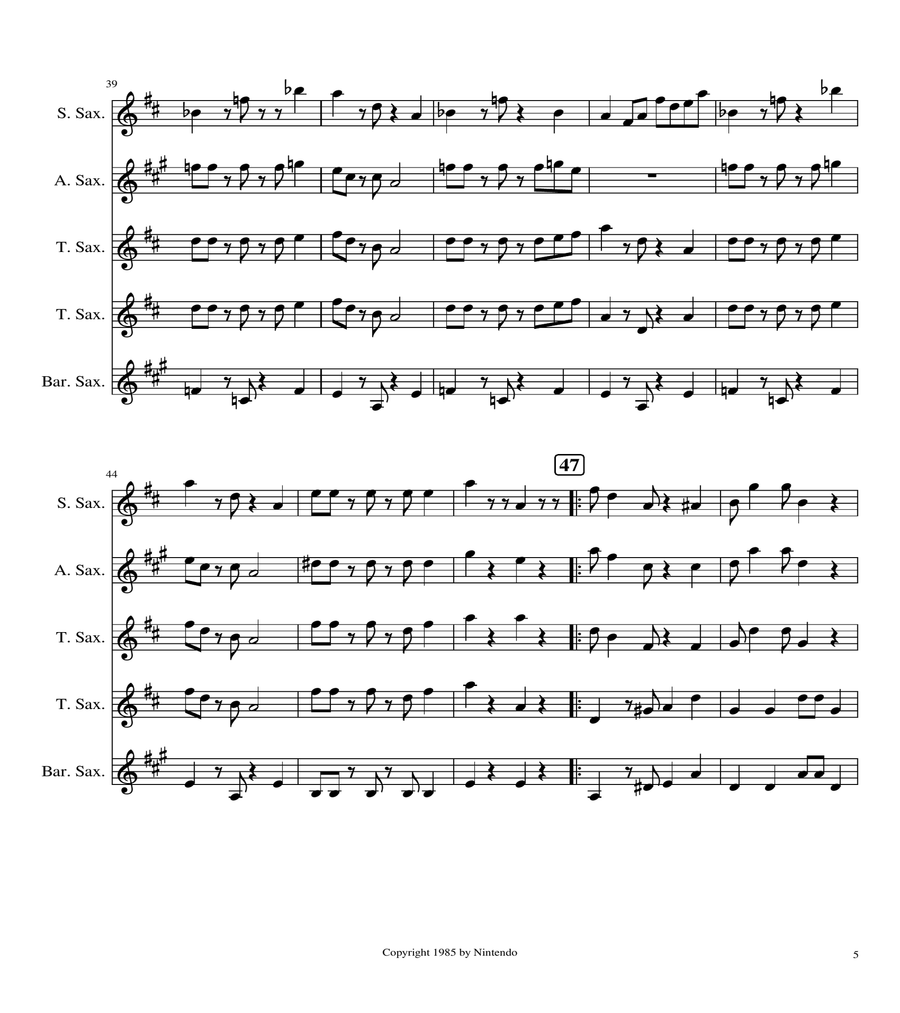 Super Mario Bros Theme Woodwind Quintet scores gallery preview page 5