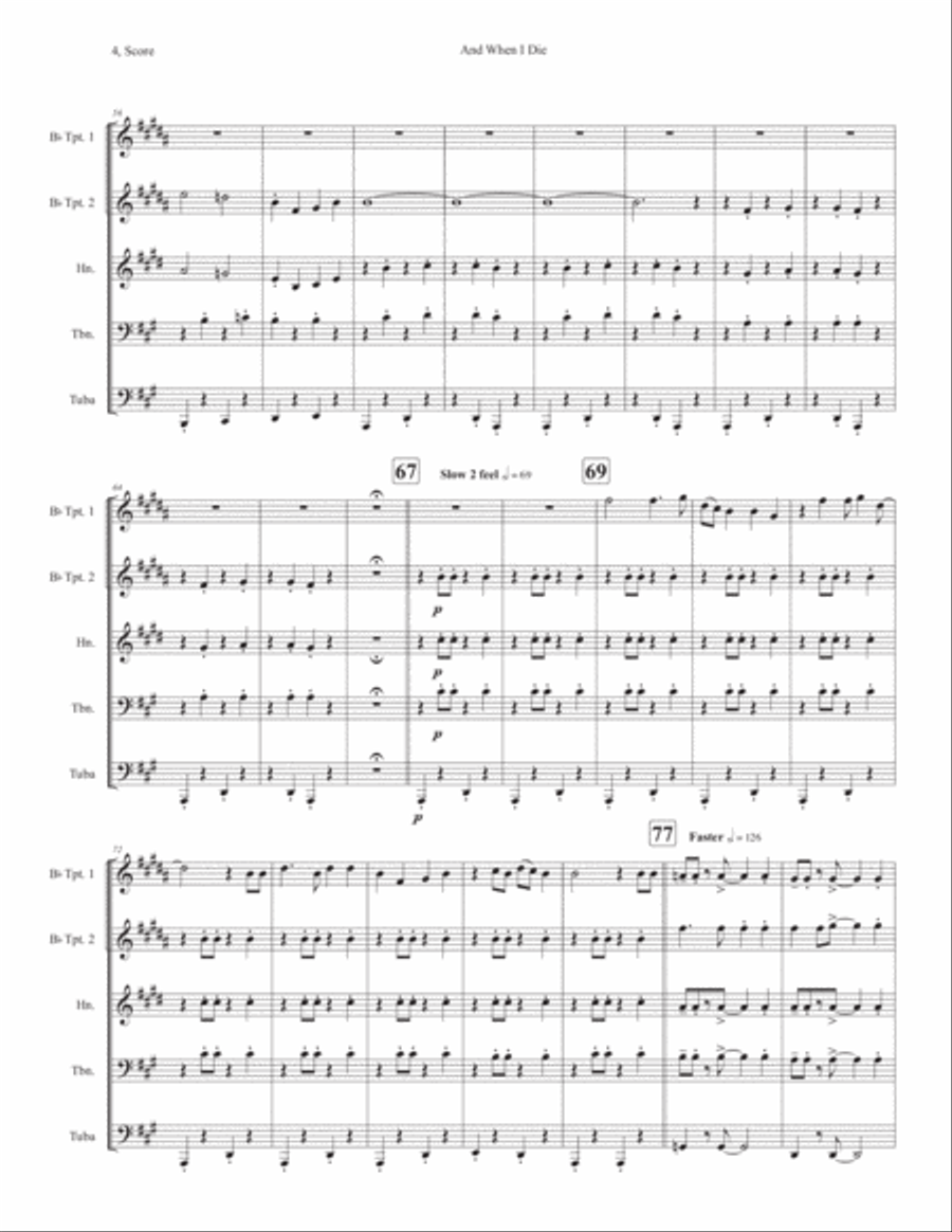 And When I Die And When I Die Horn scores gallery preview page 4