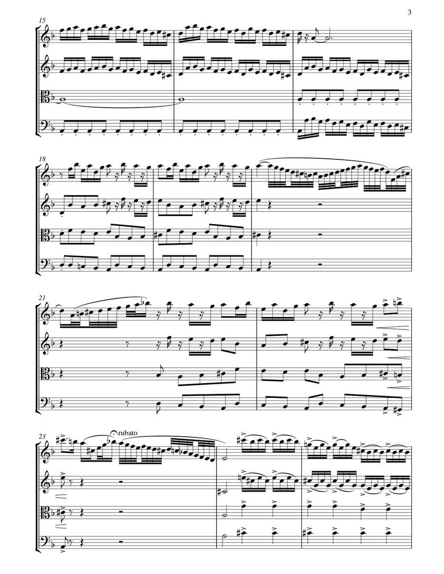 Toccata in D Minor - Theme and Fugue Variation String Quartet scores gallery preview page 4