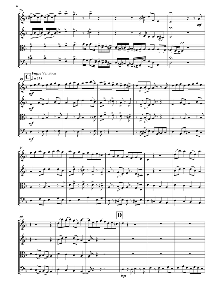 Toccata in D Minor - Theme and Fugue Variation String Quartet scores gallery preview page 5