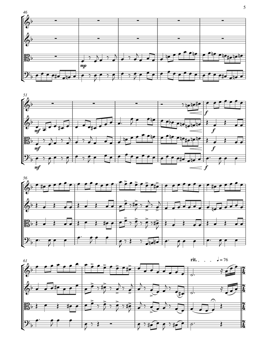 Toccata in D Minor - Theme and Fugue Variation String Quartet scores gallery preview page 6