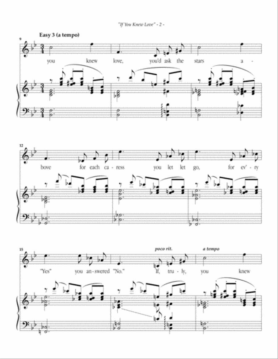 If You Knew Love, for voice and piano Soprano Voice scores gallery preview page 2