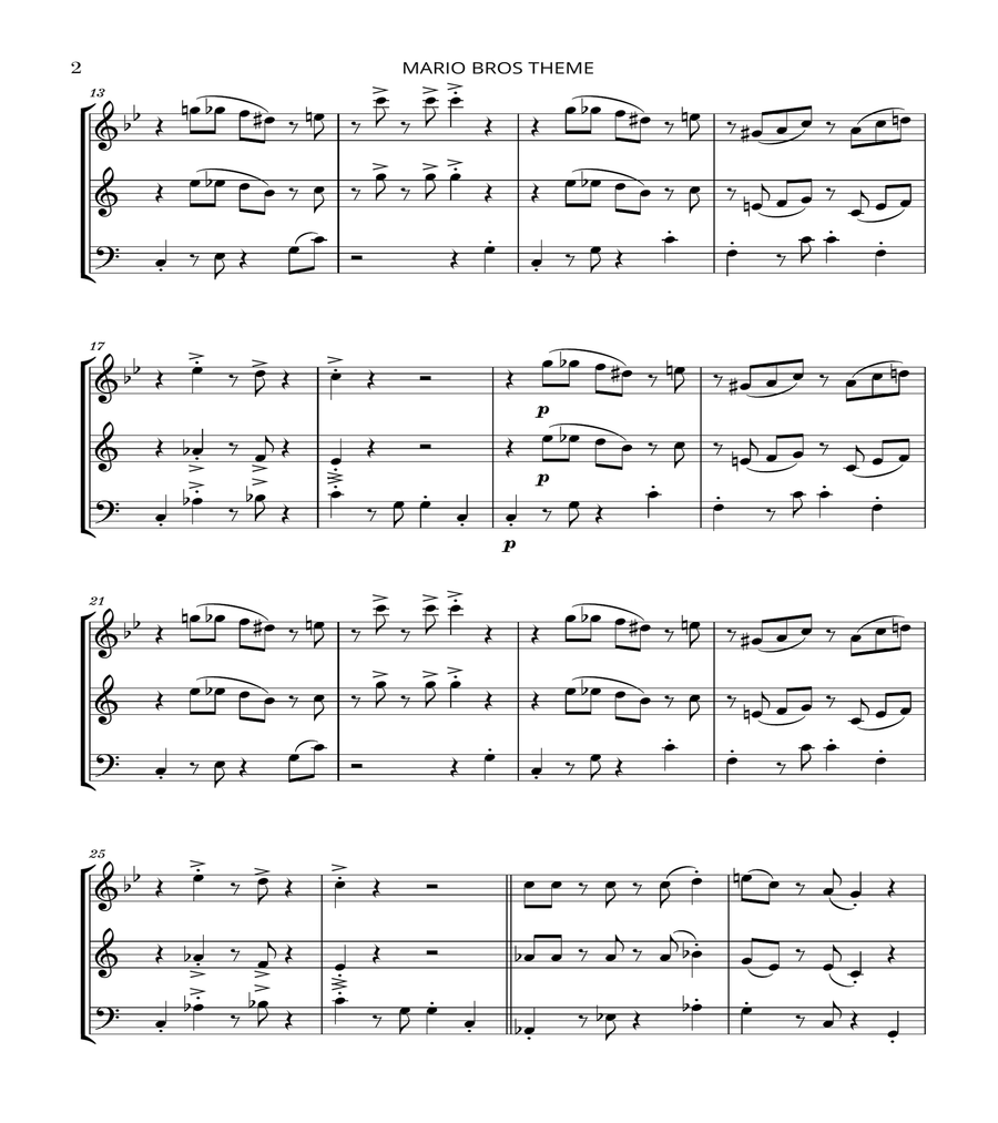 Super Mario Bros Theme Woodwind Trio scores gallery preview page 2