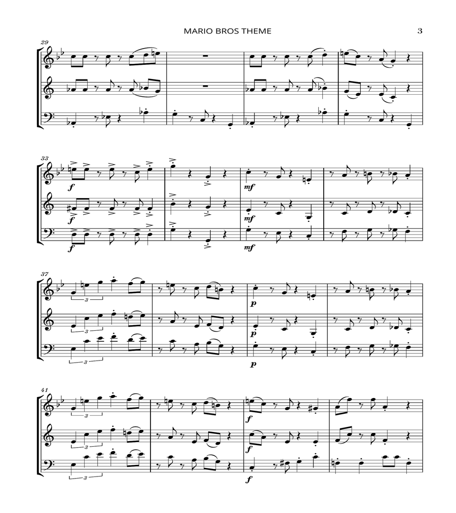 Super Mario Bros Theme Woodwind Trio scores gallery preview page 3