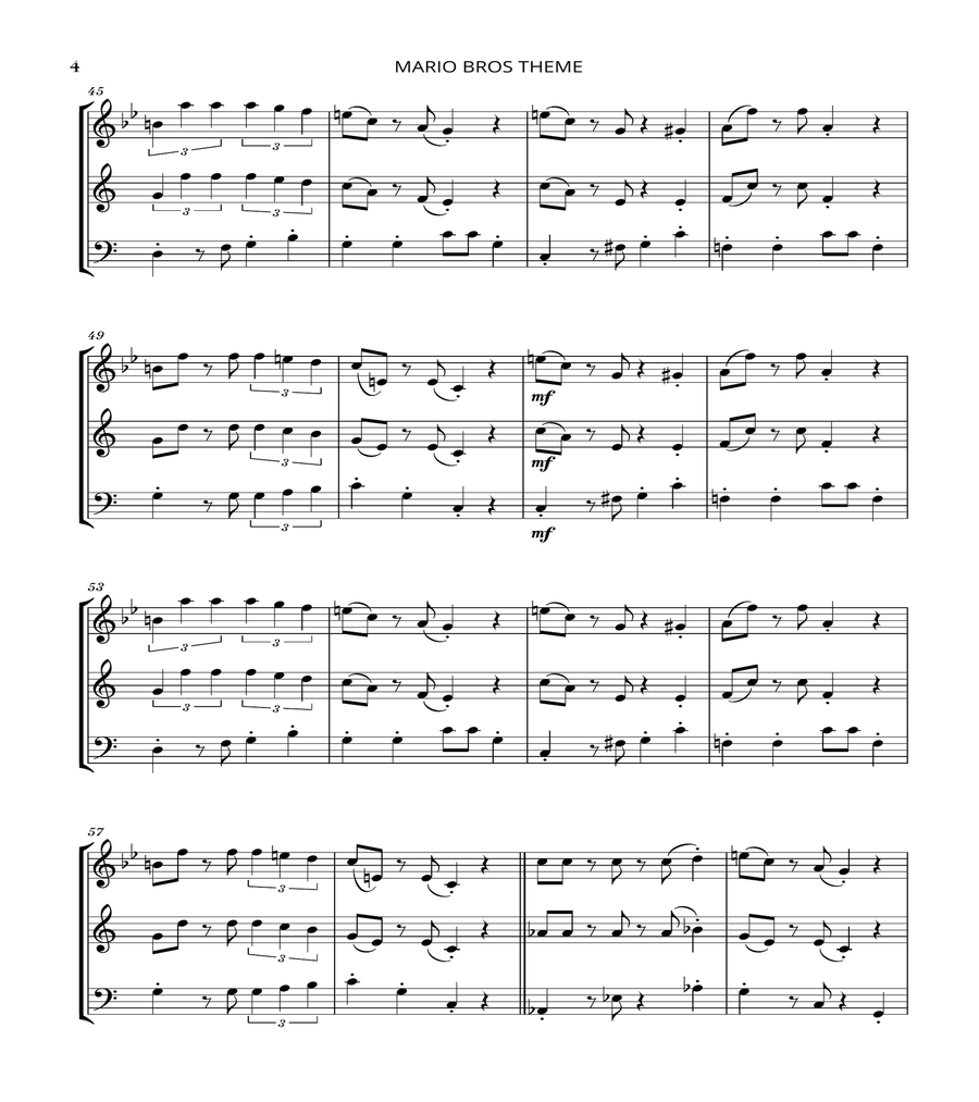 Super Mario Bros Theme Woodwind Trio scores gallery preview page 4
