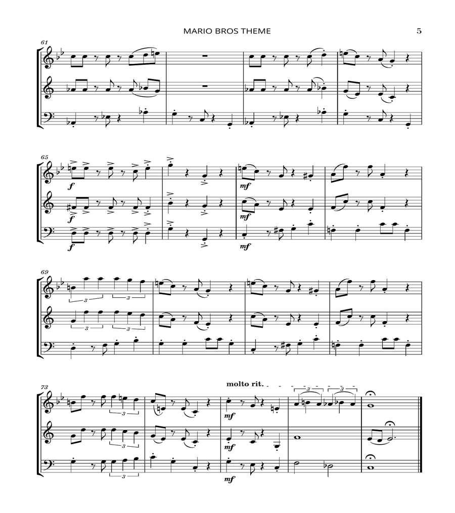 Super Mario Bros Theme Woodwind Trio scores gallery preview page 5
