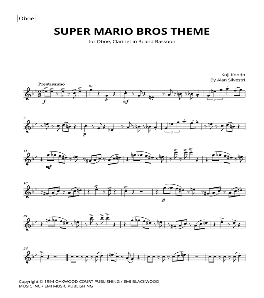 Super Mario Bros Theme Woodwind Trio scores gallery preview page 6