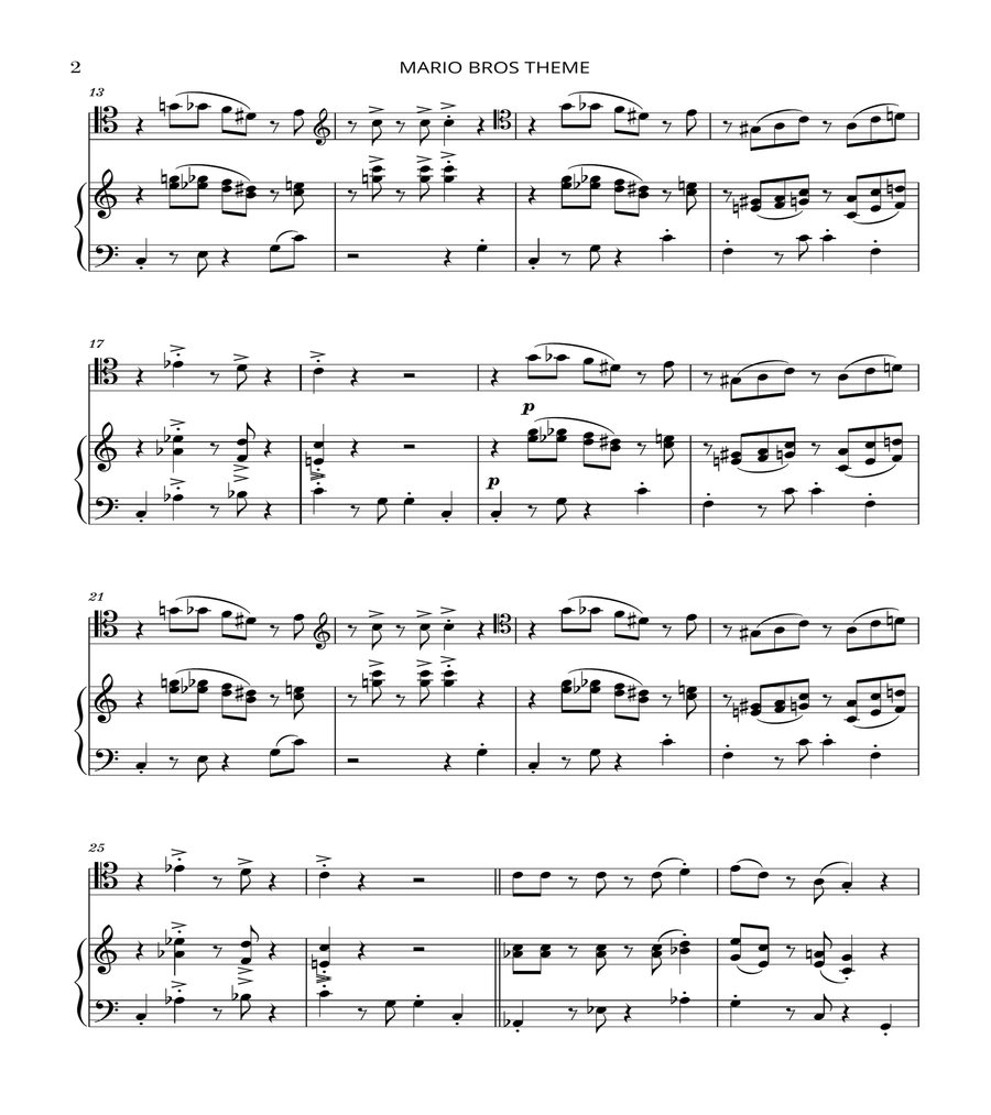 Super Mario Bros Theme String Duet scores gallery preview page 2