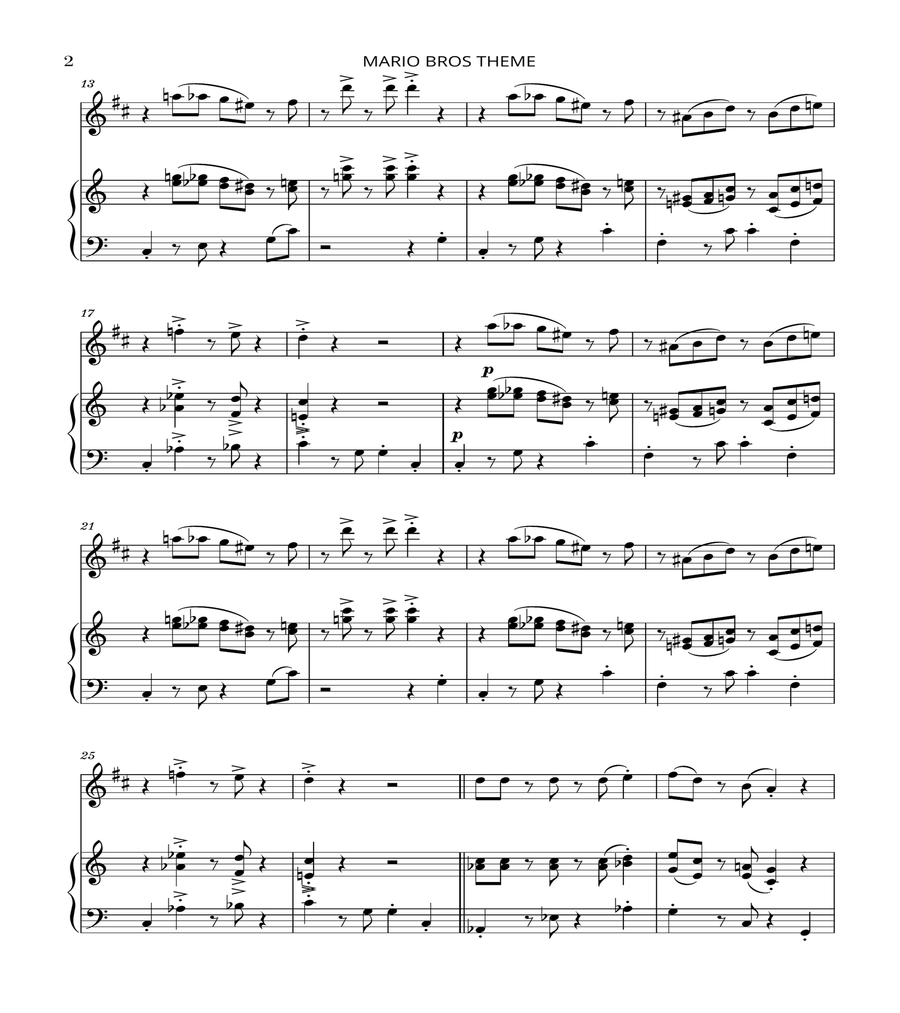 Super Mario Bros Theme Trumpet Solo scores gallery preview page 2