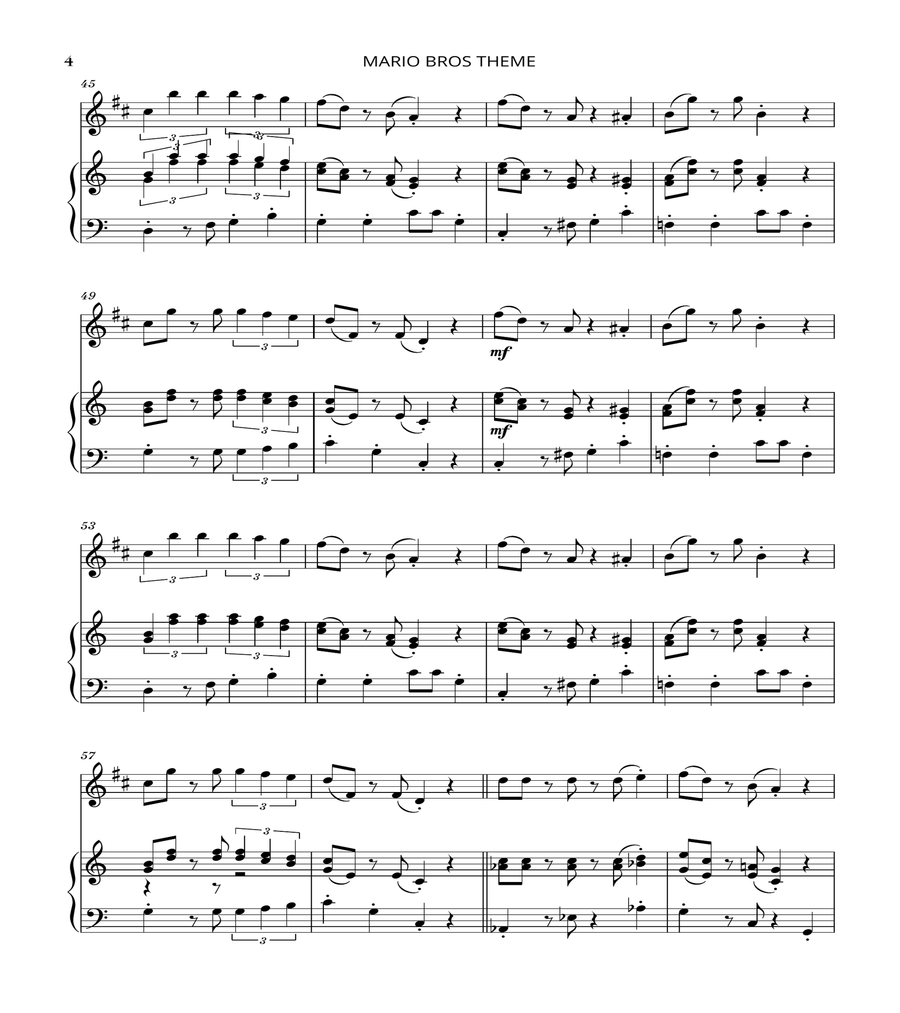 Super Mario Bros Theme Trumpet Solo scores gallery preview page 4