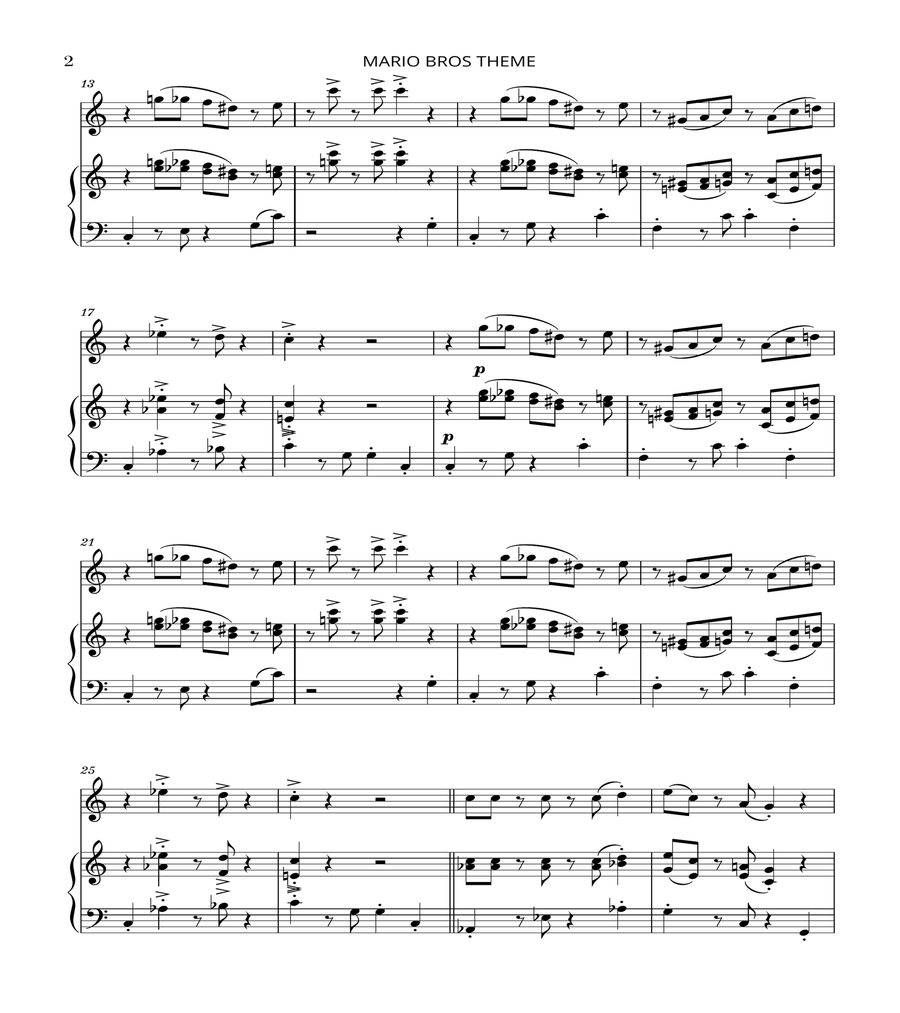 Super Mario Bros Theme Woodwind Duet scores gallery preview page 2