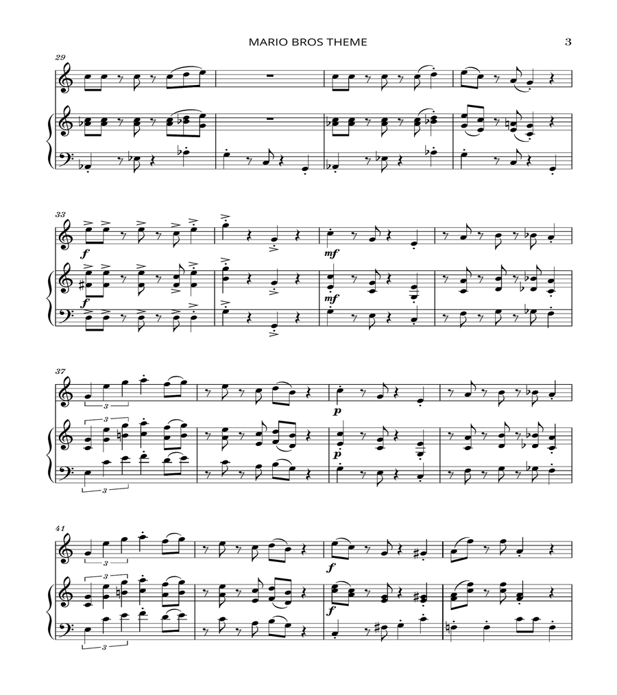 Super Mario Bros Theme Woodwind Duet scores gallery preview page 3