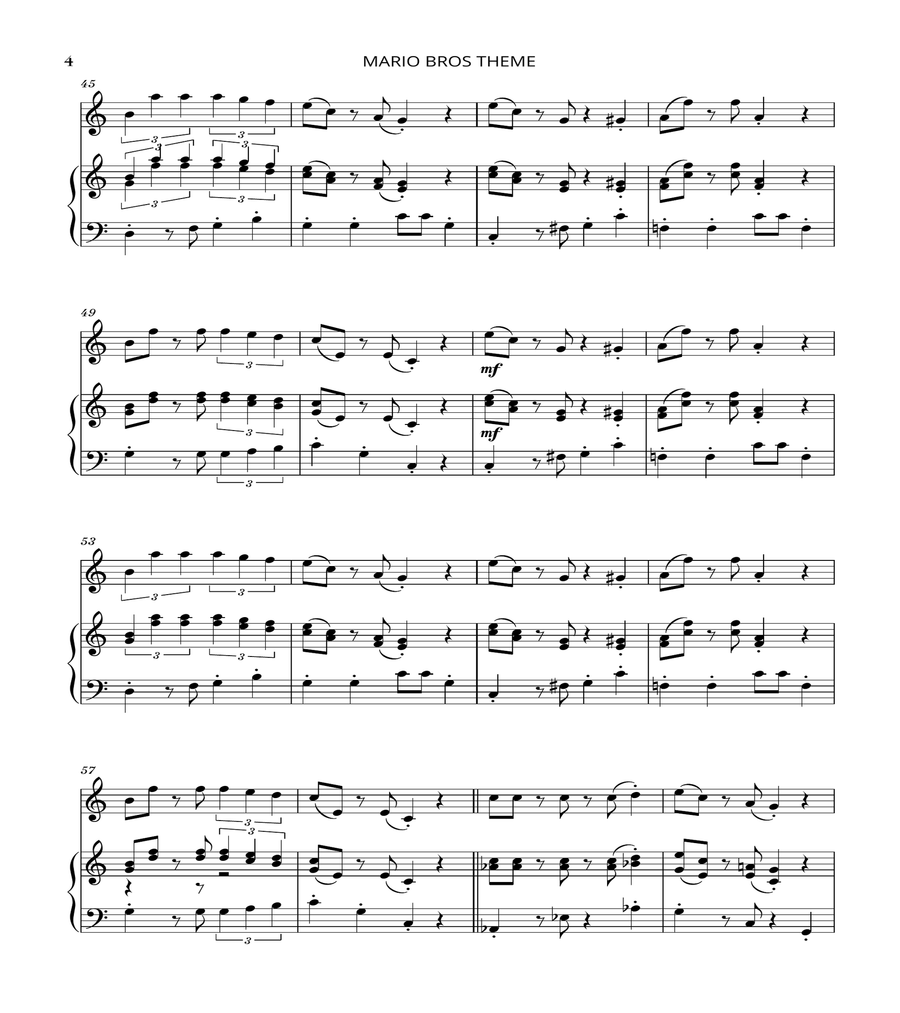 Super Mario Bros Theme Woodwind Duet scores gallery preview page 4
