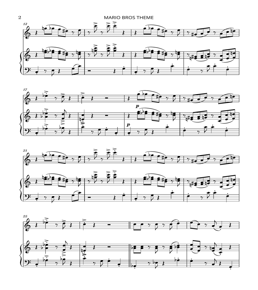 Super Mario Bros Theme Woodwind Duet scores gallery preview page 2