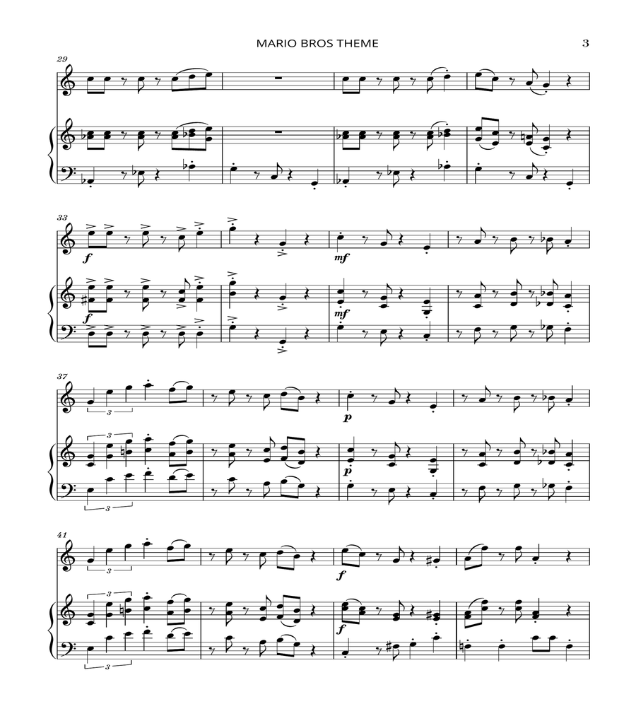 Super Mario Bros Theme Woodwind Duet scores gallery preview page 3