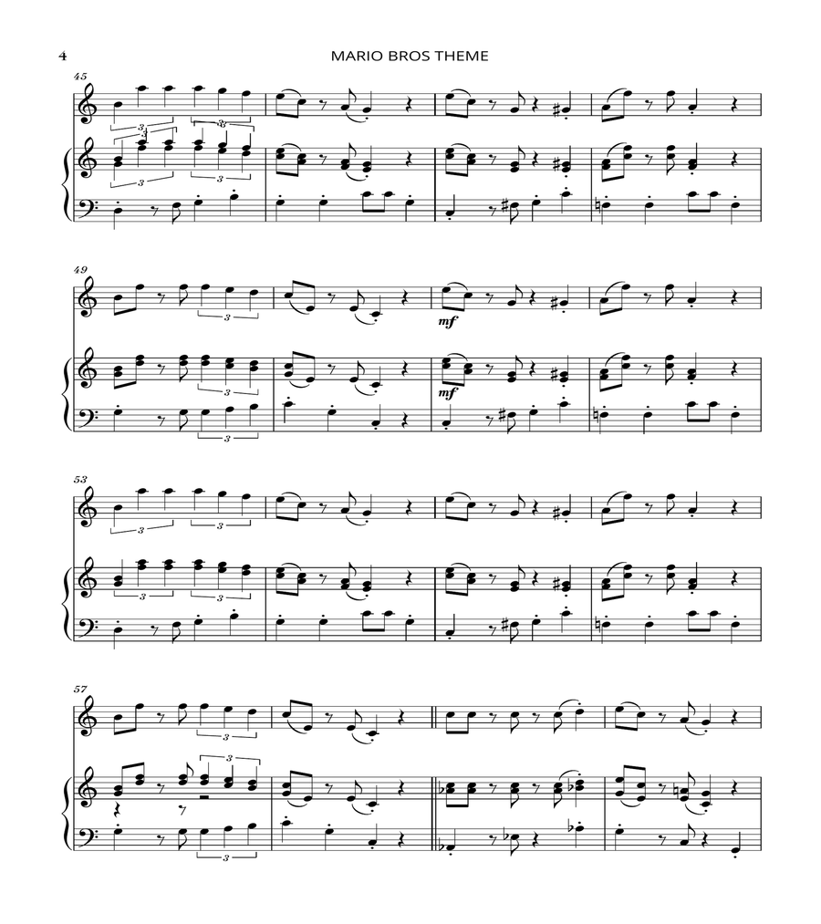 Super Mario Bros Theme Woodwind Duet scores gallery preview page 4