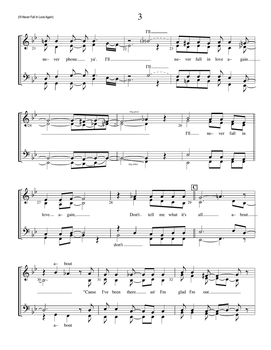 I'll Never Fall In Love Again SSAA scores gallery preview page 3