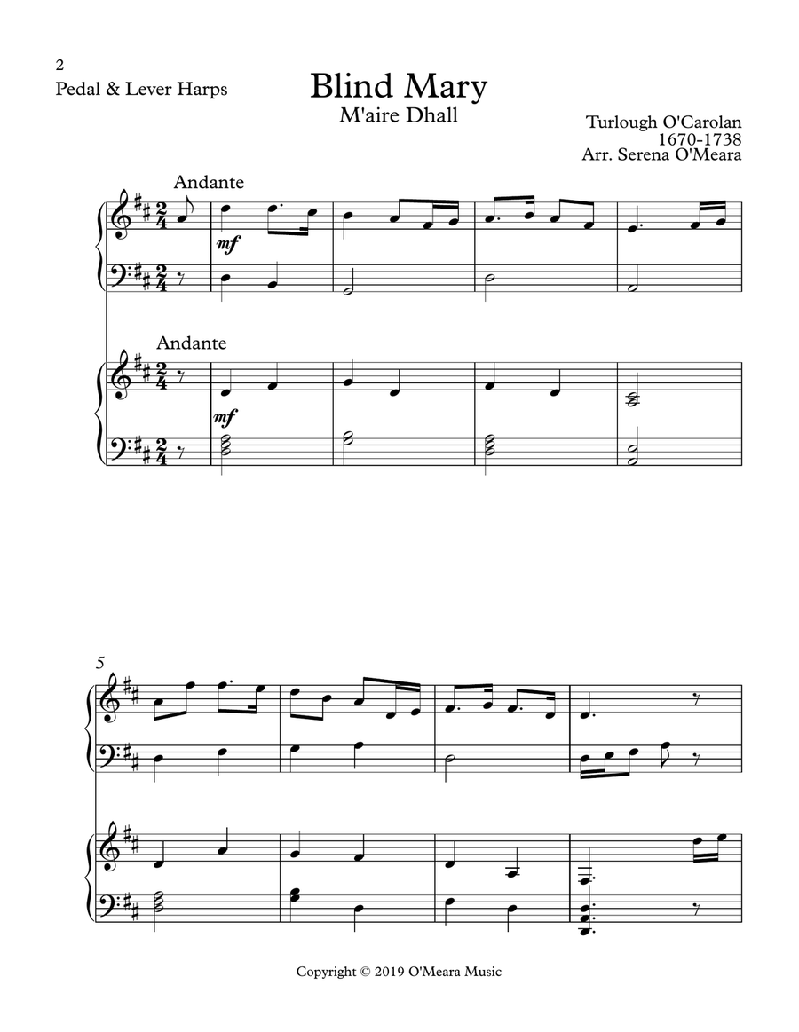 Blind Mary, Harp Duet Celtic Harp scores gallery preview page 2