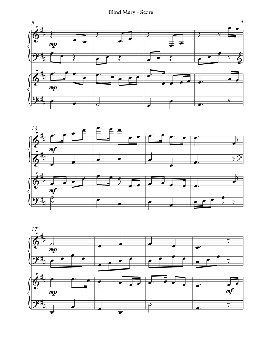 Blind Mary, Harp Duet Celtic Harp scores gallery preview page 3