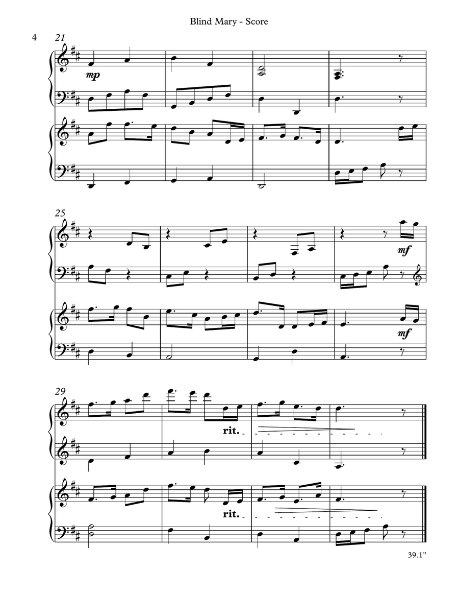 Blind Mary, Harp Duet Celtic Harp scores gallery preview page 4
