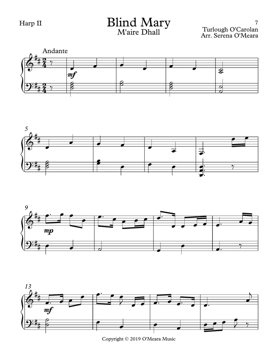 Blind Mary, Harp II Celtic Harp scores gallery preview page 2
