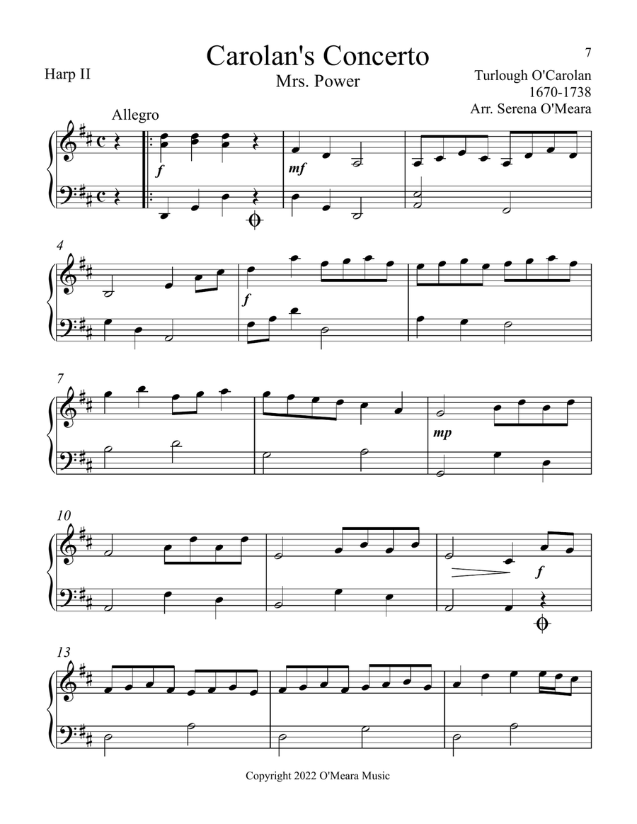 Carolan’s Concerto, Harp II Celtic Harp scores gallery preview page 2