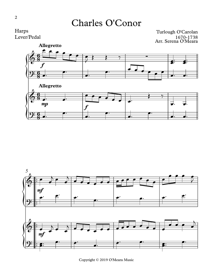Charles O’Conor, Harp Duet Celtic Harp scores gallery preview page 2