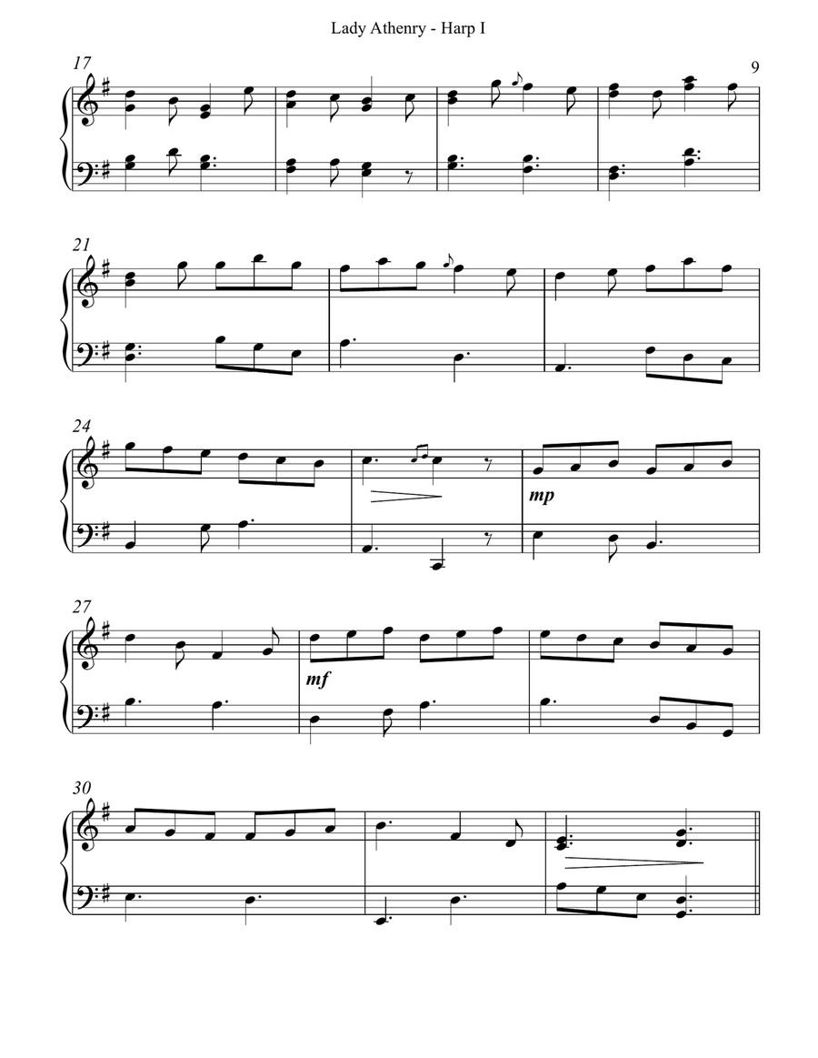 Lady Athenry, Harp I Celtic Harp scores gallery preview page 3