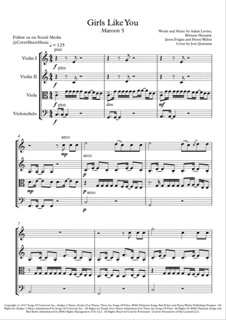 Girls Like You Girls Like You String Quartet scores gallery preview page 2
